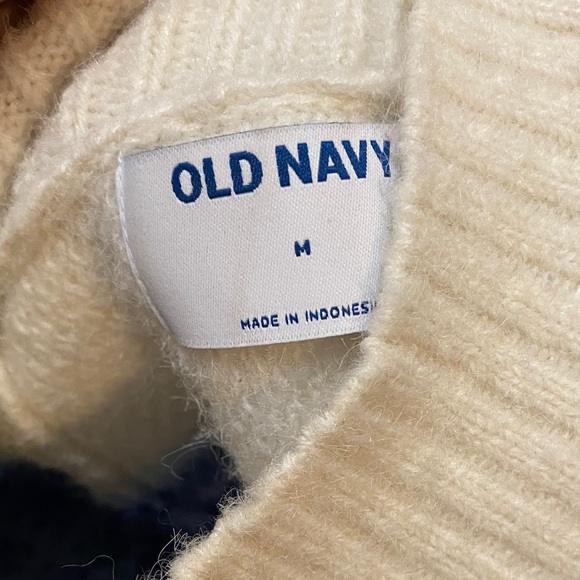 Old Navy Cream and Blue Patterned Turtleneck Sweater - Picture 5 of 5